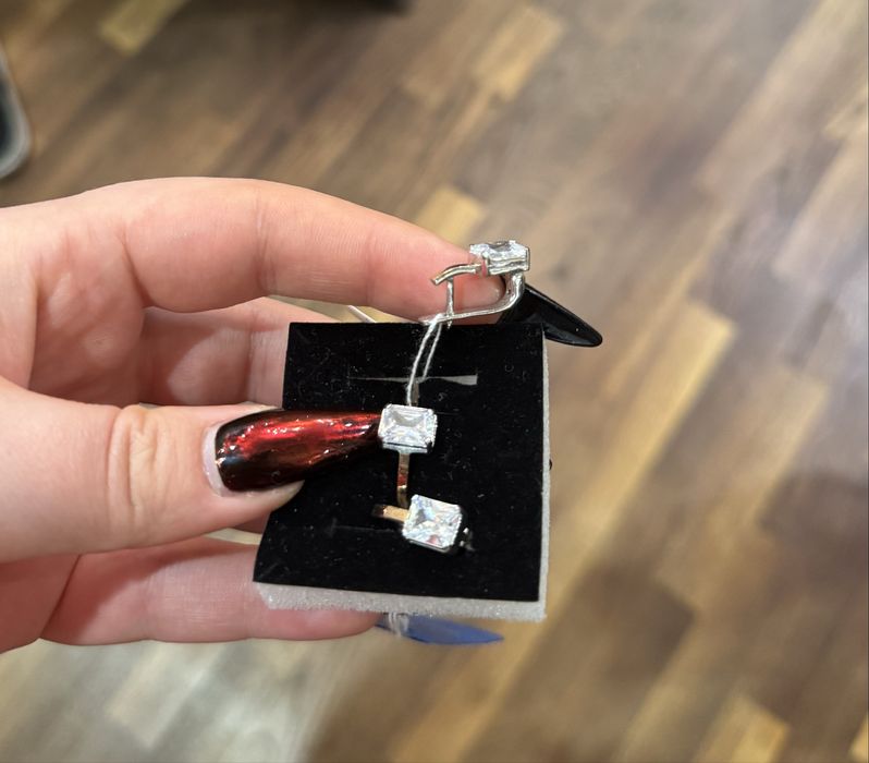 Продам набір ювелірних прикрас сережки та обручка зі срібла з позолото