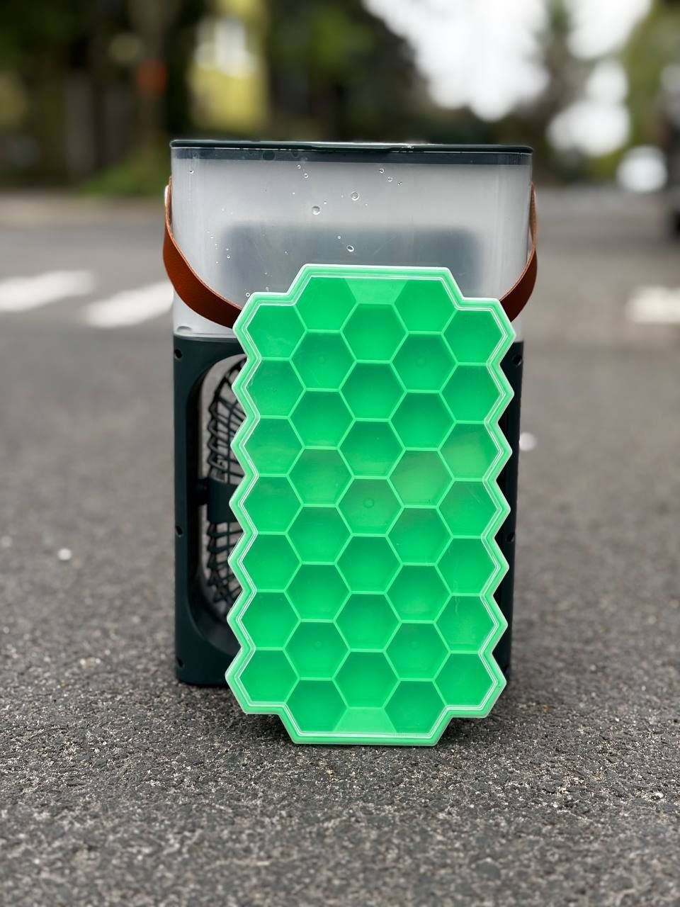 Przenośny wentylator Nawilżacz Klimatyzator 3w1 USB na wodę - zielony.