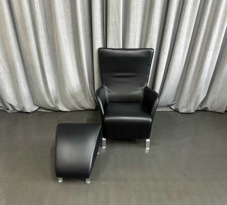 Шкіряний комплект крісло+пуф/шкіряне м'яке крісло/шкіряні крісла/меблі