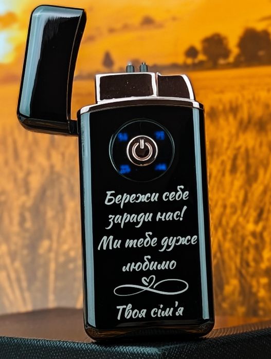 Турбо запальничка з гравіюванням. Зажигалка USB+газ
