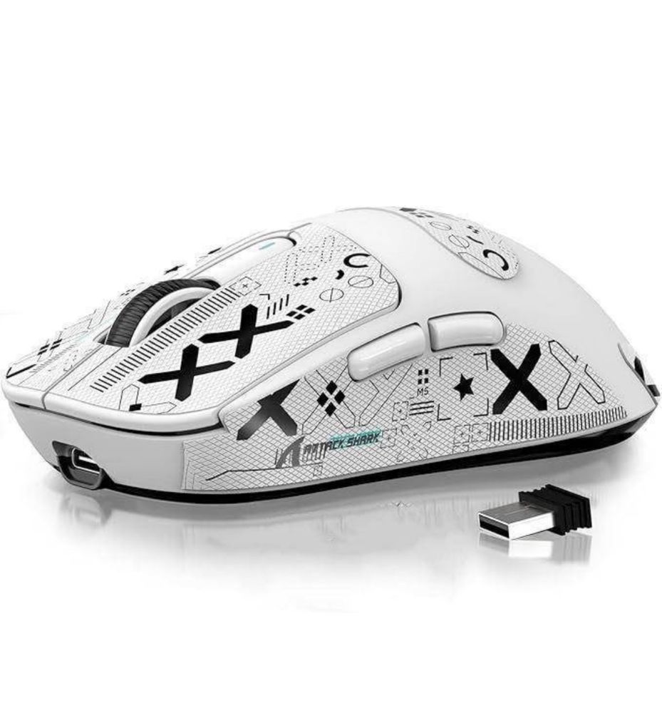 Мишка Attack Shark X6 PAW3395 WHITE з док-станцією / 26000 DPI