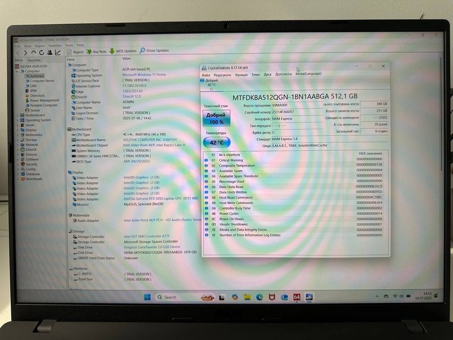 RTX 5050 8gb + Core 5 210H • Asus VivoBook 16" 144hz • 16gb/512ssd