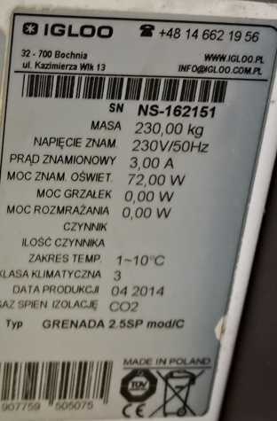 Ciąg chłodniczy 2 razy Igloo GRENADA 2.5SP mod/c