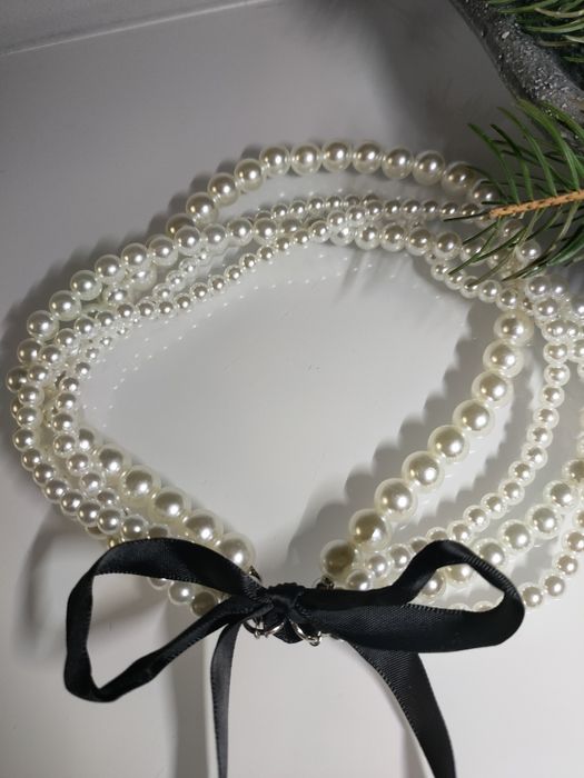 Kolia naszyjnik perełki choker kokarda
