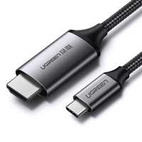 Kabel przewód przejściówka HDMI - USB-C 4K 60Hz 1.5m czarno-szary