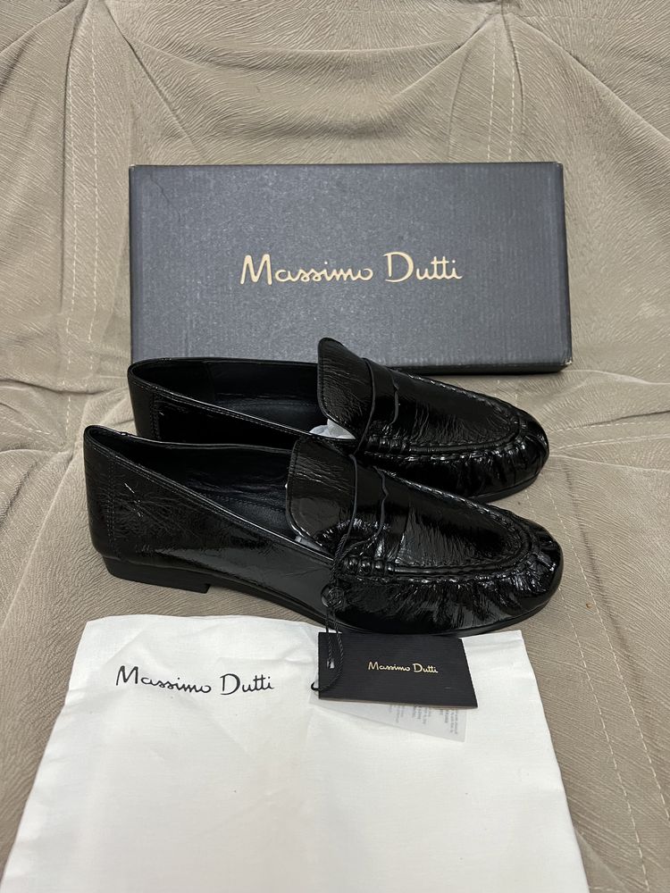 Кожаные мокасины лоферы Massimo Dutti