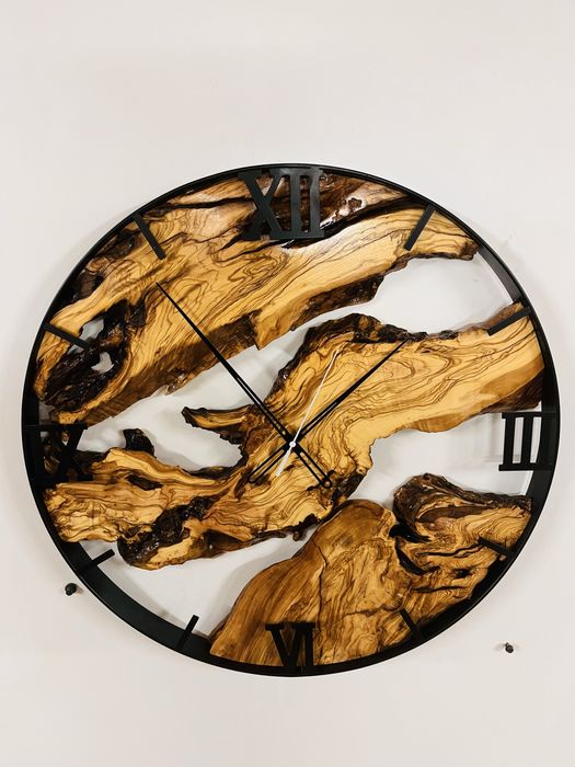 Unikatowe Zegary ścienne w Stylu Loft ( Wykonane z Drewna Oliwnego)