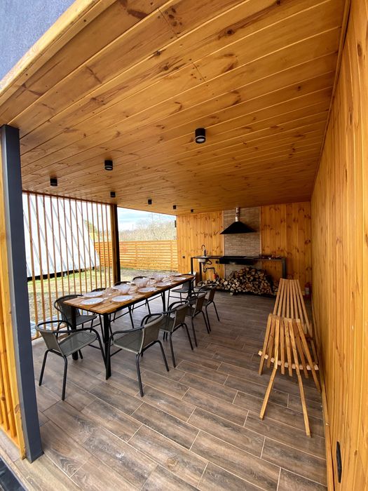 Відпочинок в AFrame будинку з сауною, альтанкою, мангалом в Денишах