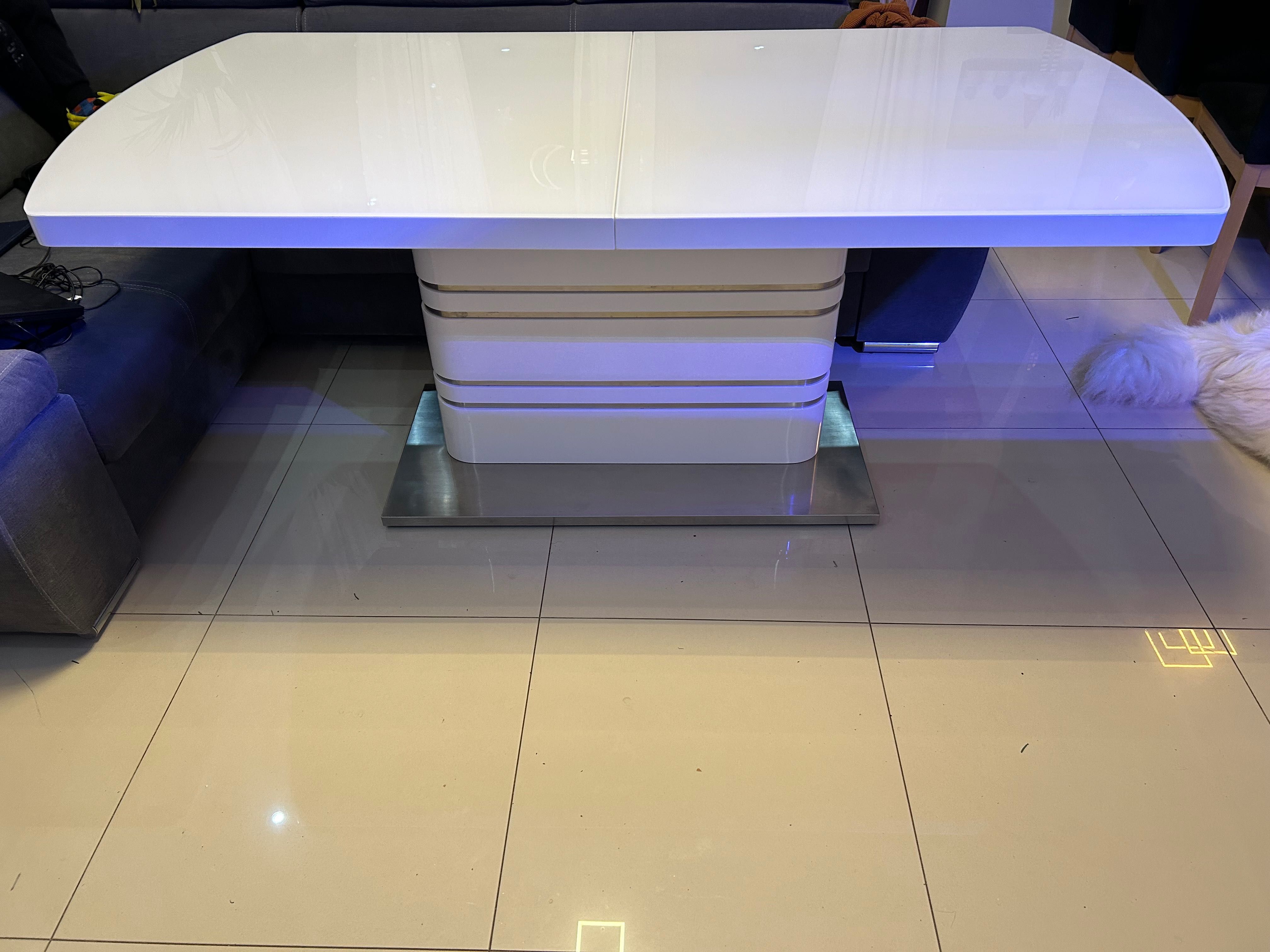 Stół rozkładany biały szkło 180-240x90
