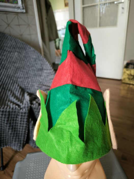 Czapka Elfa z uszami pomocnik Św Mikołaja zielona czerwona Christmas