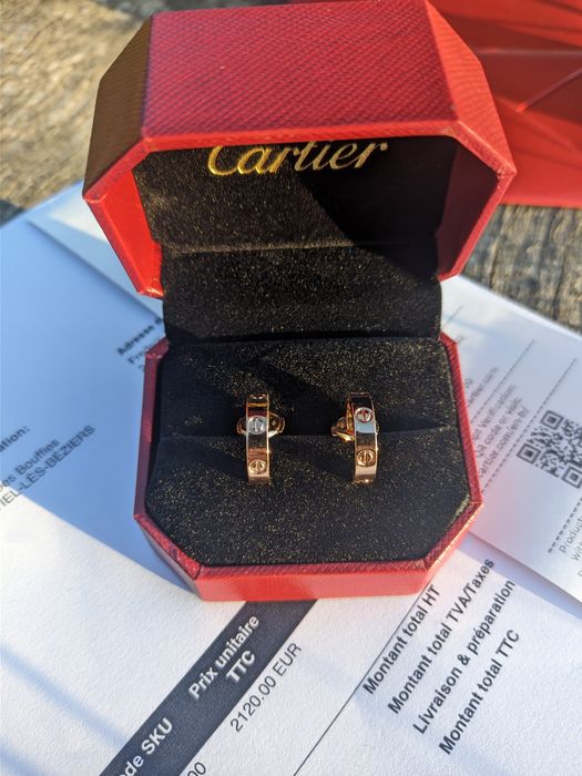 ОРИГІНАЛ! Сережки Cartier LOVE рожеве золото 750 проба, карть'є