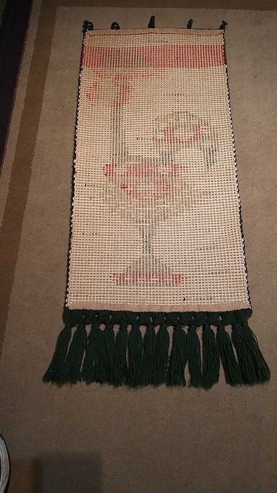 Tapete Vintage Tecido Galo Pendurado na Parede Corações de Portugal