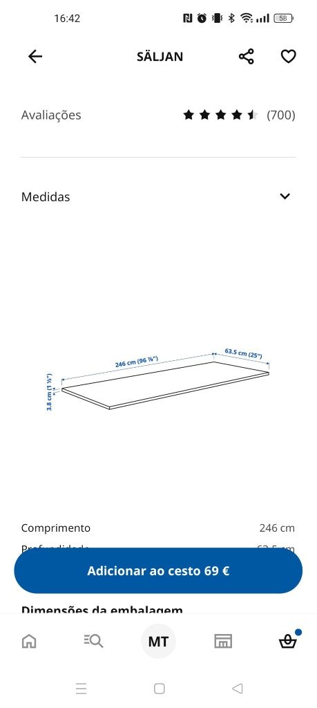Bancada IKEA nova na caixa. Possibilidade de entrega.