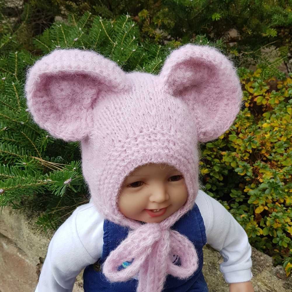 Czapka Czapka Pudrowa Mysz 46/48 czapka z wełny merino i jedwabiu