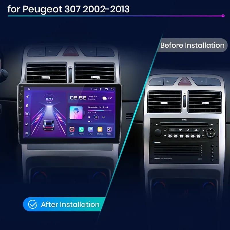 Radio nawigacja PEUGEOT 307 Android Stacja multimedialna GPS
