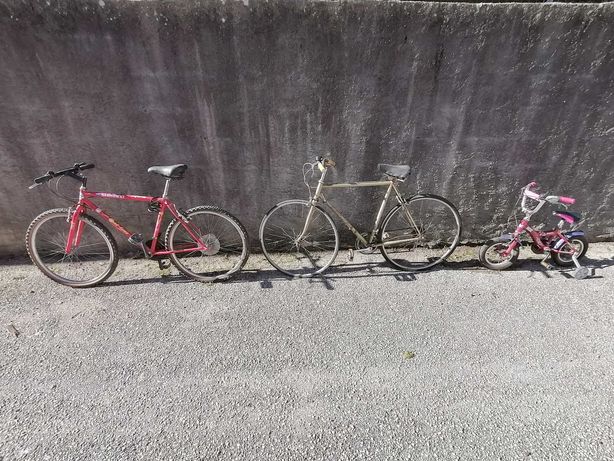 3 bicicletas adulto e criança