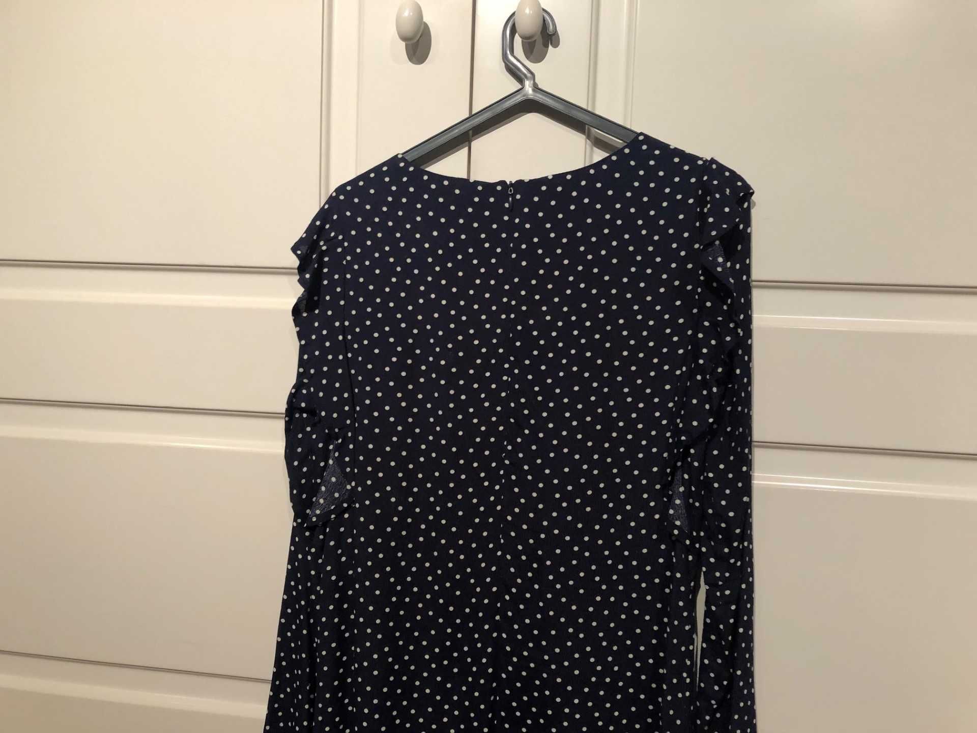 vestido azul escuro às bolinhas  brancas marca Springfield tamanho  36