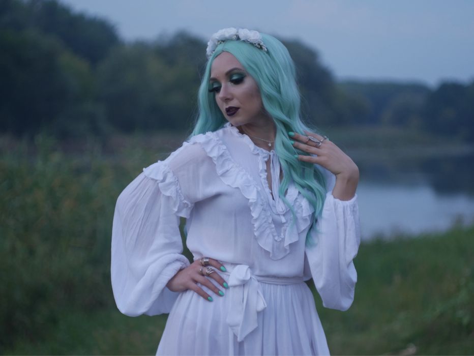 Перука зелена, бірюзова, парик бирюзовый длинный