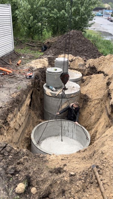 Септик під ключ Копка Каналізацій Вигрібних ям траншей кільця бетонні