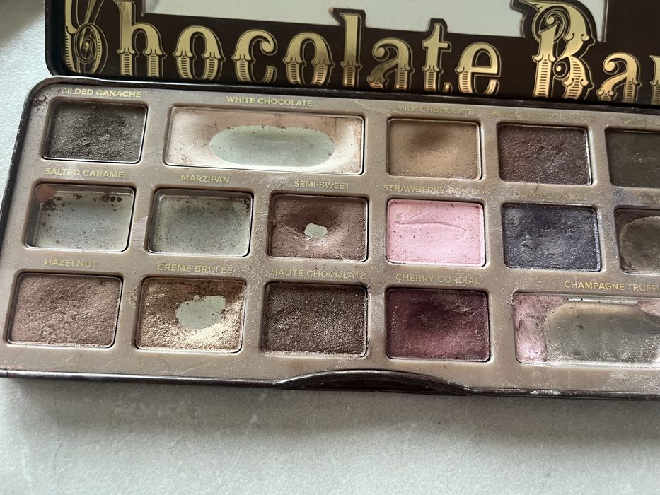 Too faced chocolate bar #urbay decay cherry #aa wings the balm nude