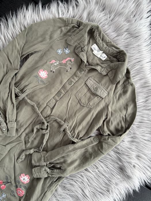 Koszulowa sukienka dziewczęca H&M 134 cm