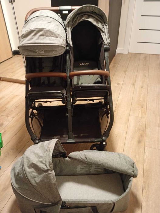 Wózek Dwuosobowy dziecięcy X-lander 2W1 X-double gray + gondola