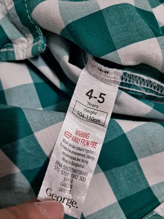 Piękna zielona koszula krótki rękaw krata 110 George