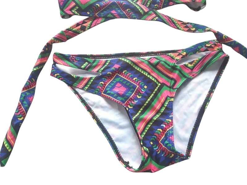 Nowy kolorowy strój kostium kąpielowy bikini 36,S aztecki wzór