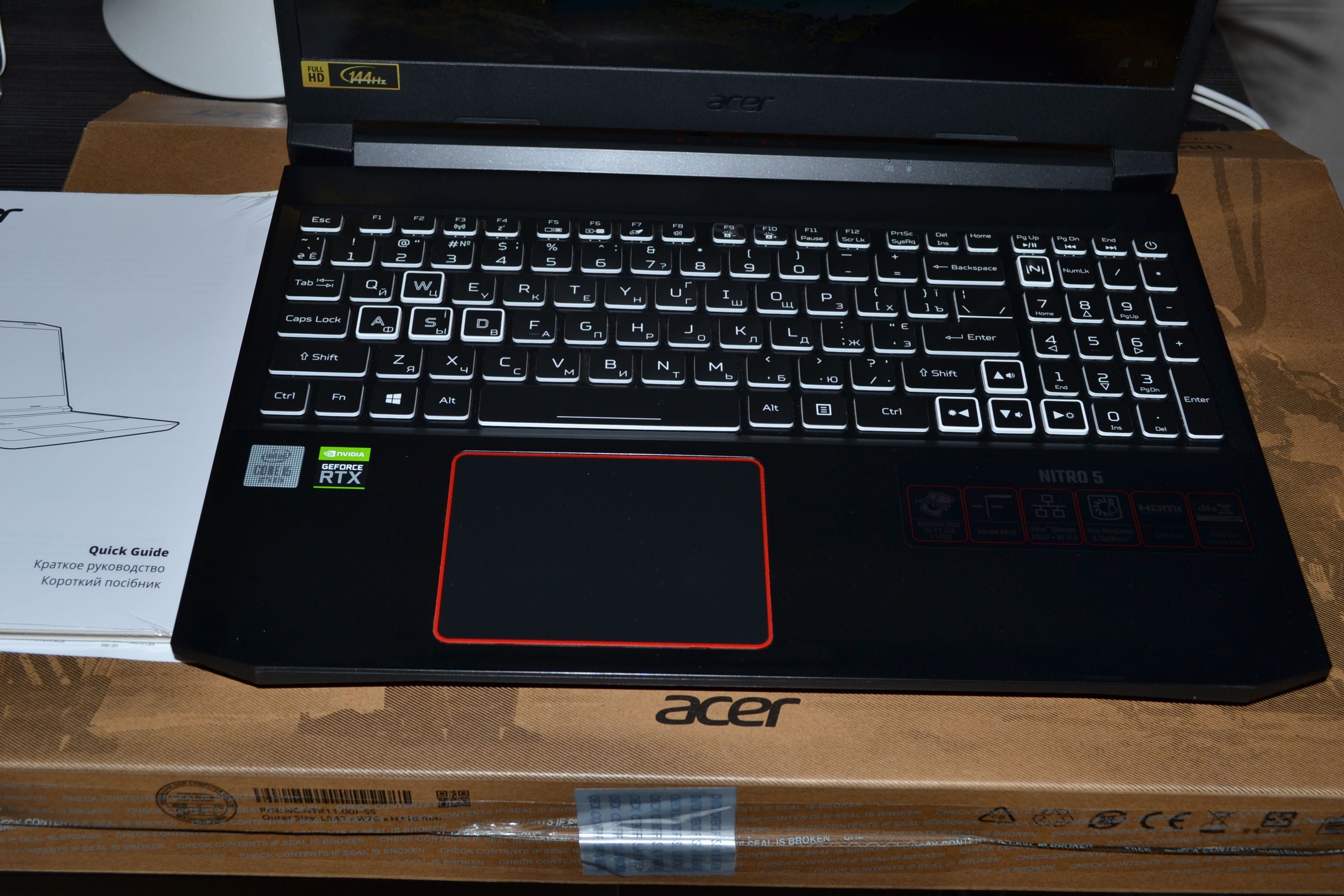 Ноутбук Acer Nitro 5. Intel i5-10300H.RAM 16/SSD 512/ RTX 3060, 6 ГБ.