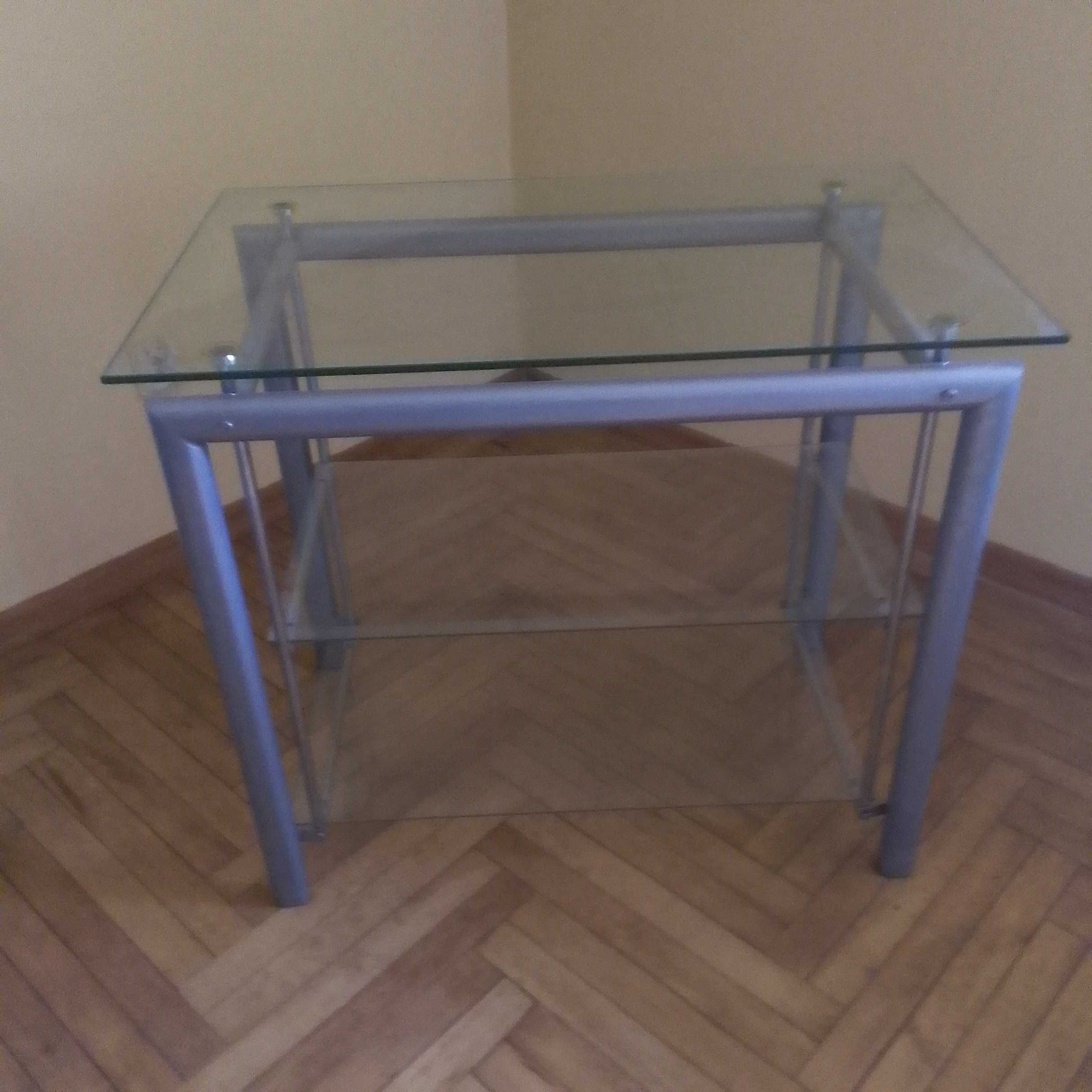 Stoły - szklany blat - 3 szt. - komplet