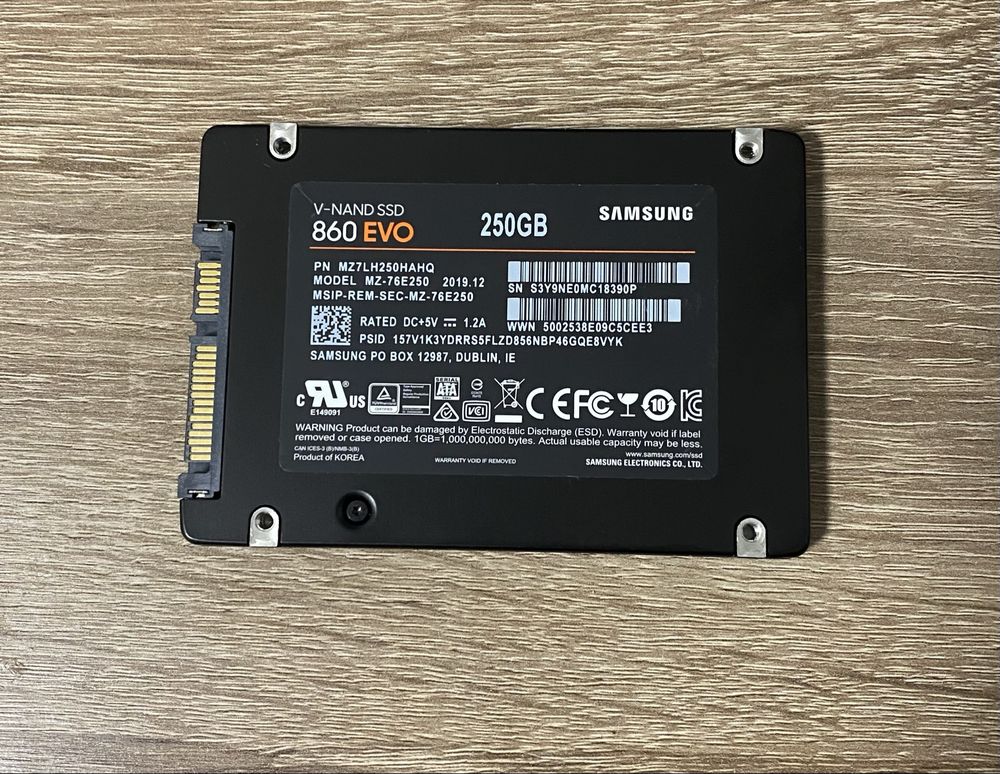 Ssd диск Samsung 860 evo 250 gb 2.5 формата для пк и ноутбуков