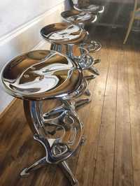 Kultowe stołki barowe Yasu Sasamoto dla Dulton Lotus - chrom. 4 szt.