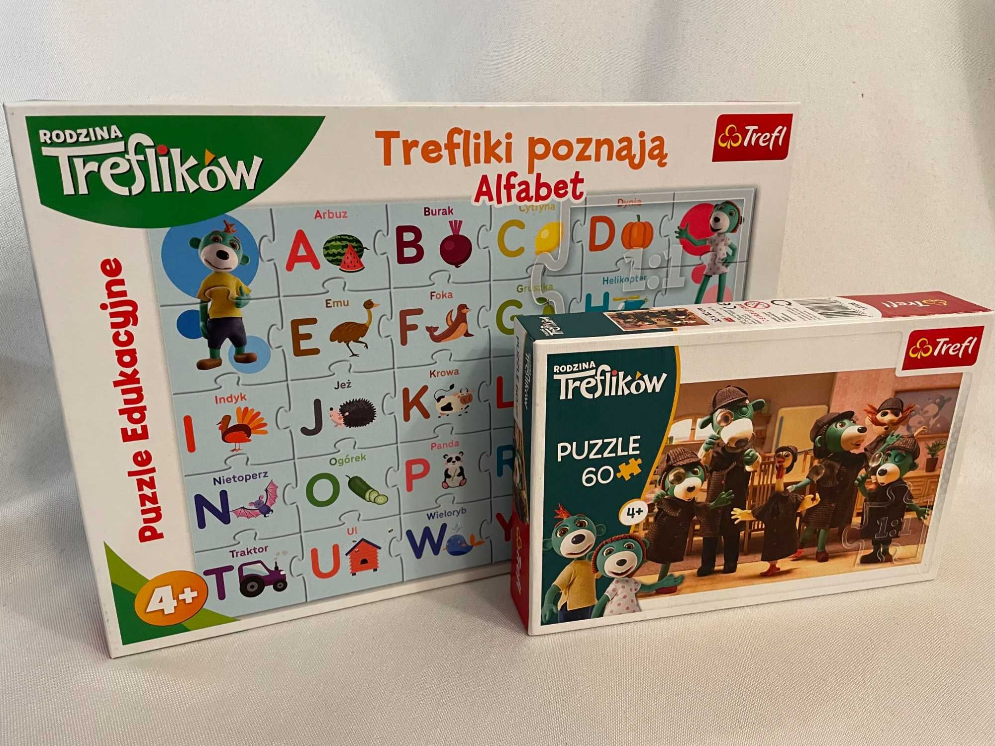 puzzle edukacyjne trefliki poznają alfabet i puzzle 60 el.