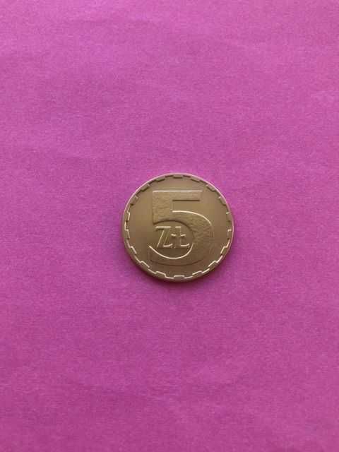 5 złotych z mosiądzu . Rok 1984 . Stan I .