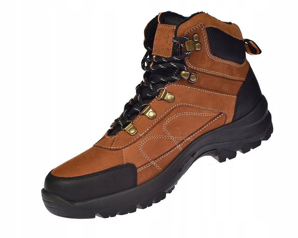 Buty trekkingowe męskie trapery ze skóry na suwak CY58/23 BR r.45