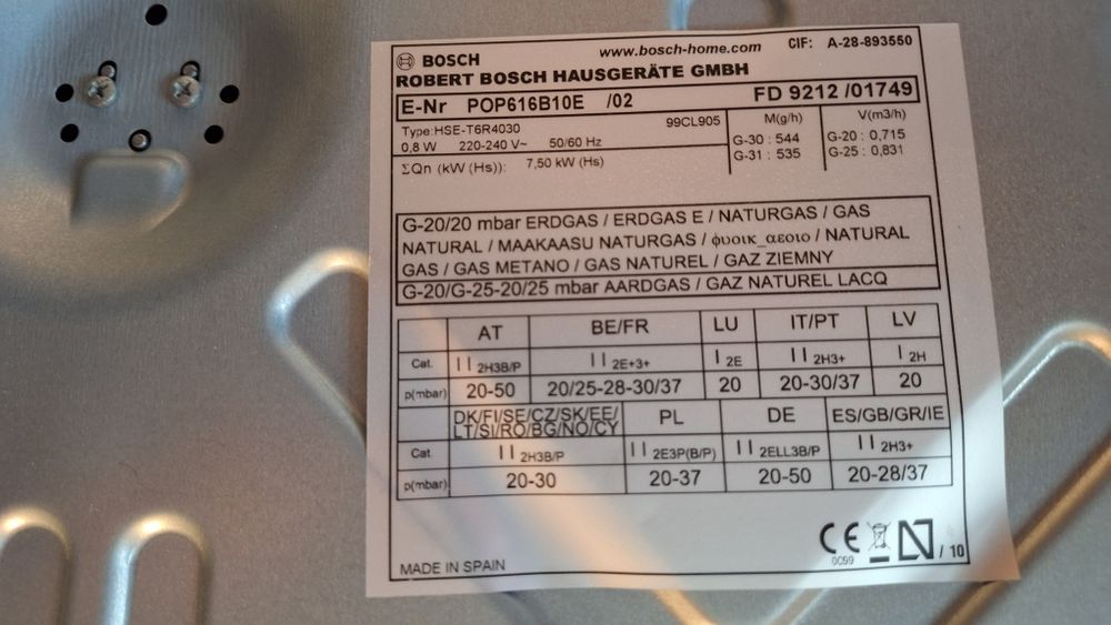 Plyta gazowa Bosch POP616B10E
płyta gazowa z szklanym blatem, 4 palnik