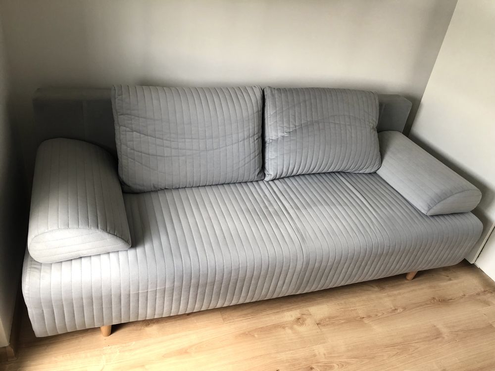 Łóżko rozkładane Sofa Zoja w prążek Agata Meble szare