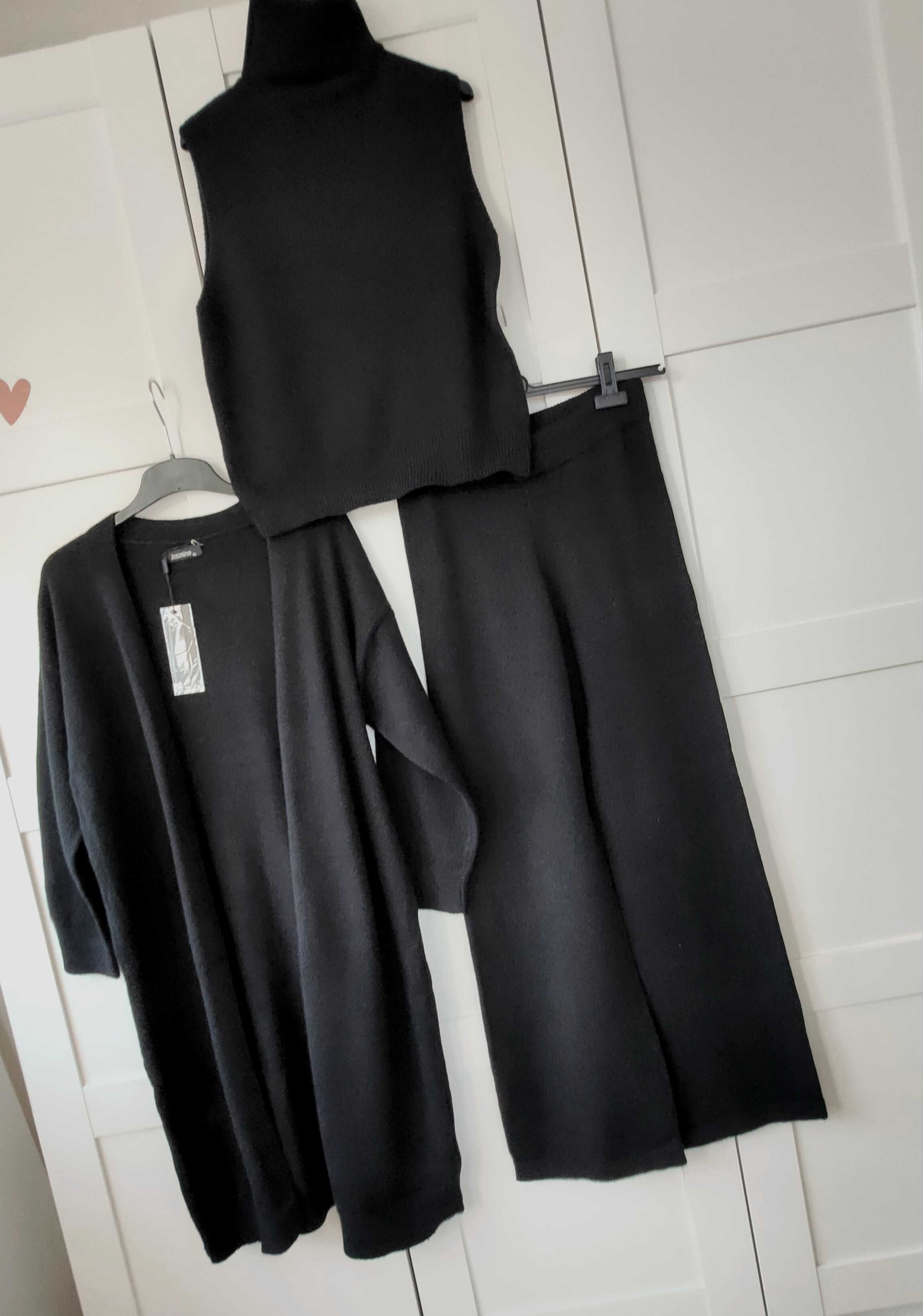 Dresowy zestaw sweterkowy sweter dres dresy 3w1 wide leg M L