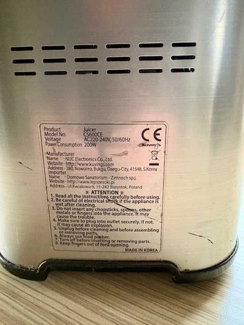 Profesjonalna wyciskarka Kuvings CS600 Chef