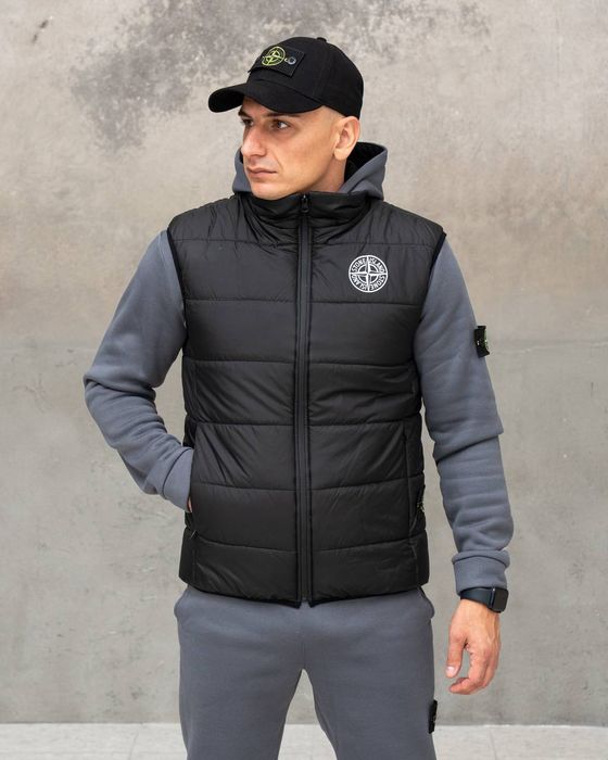 Костюм Зимовий спортивний STONE ISLAND Grey! Тринитка з Начосом! Зима!