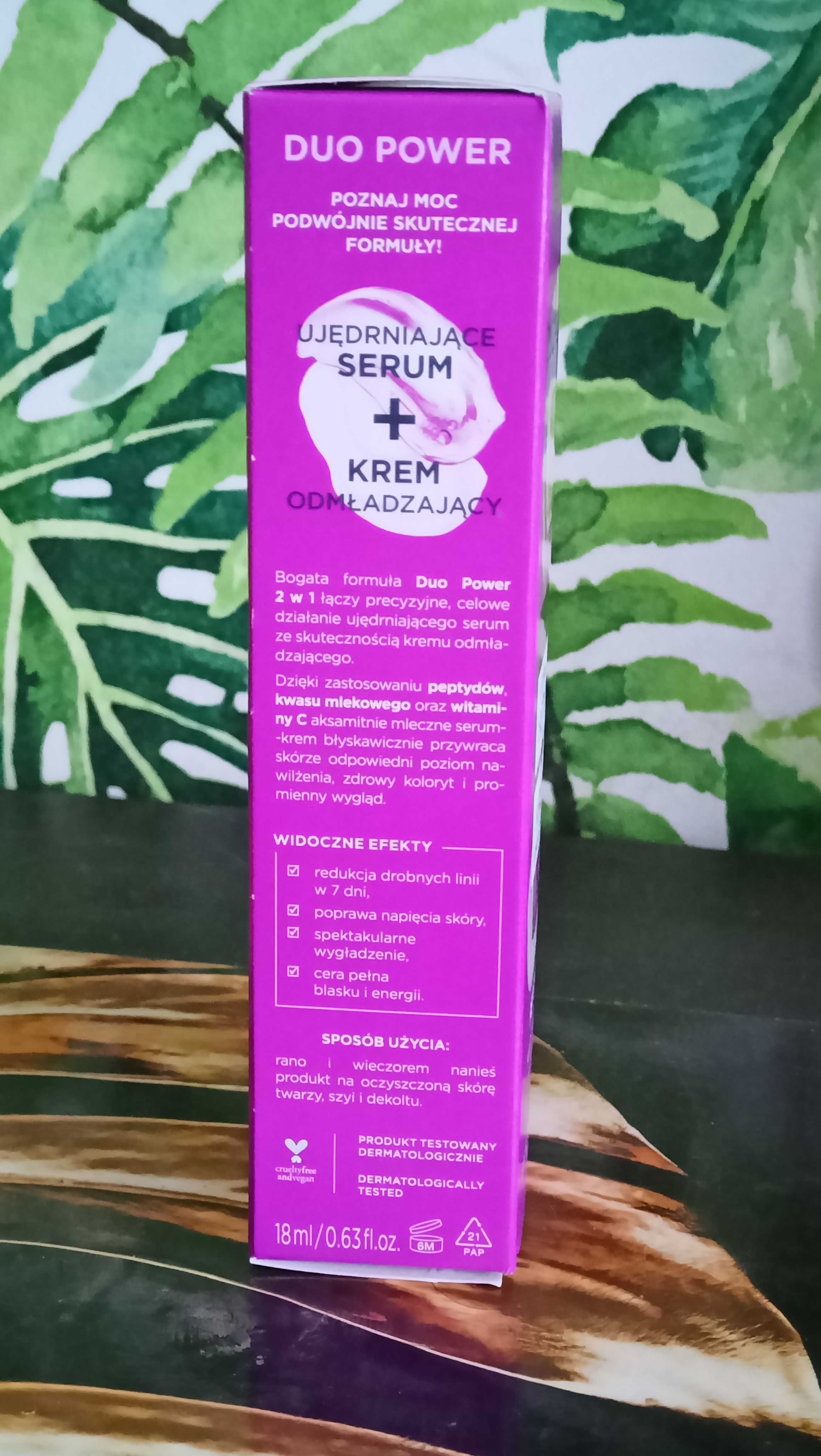 Eveline Duo Power 2w1 ujędrniające serum + krem przeciwstarz. 18 ml