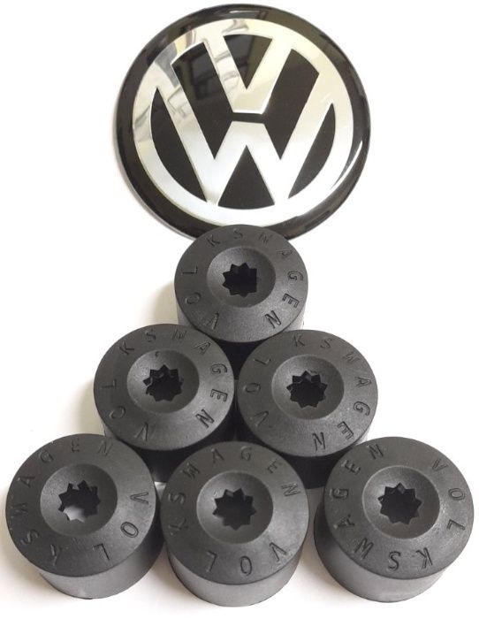 Ковпачки заглушки на колісні болти VW чорний / хром
