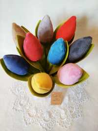 Tulipany materiałowe welurowe 9 sztuk kolor do wyboru rękodzieło