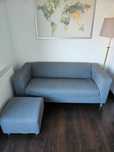 Sofa 2-osobowa z pufą IKEA KLIPPAN Natural Grey