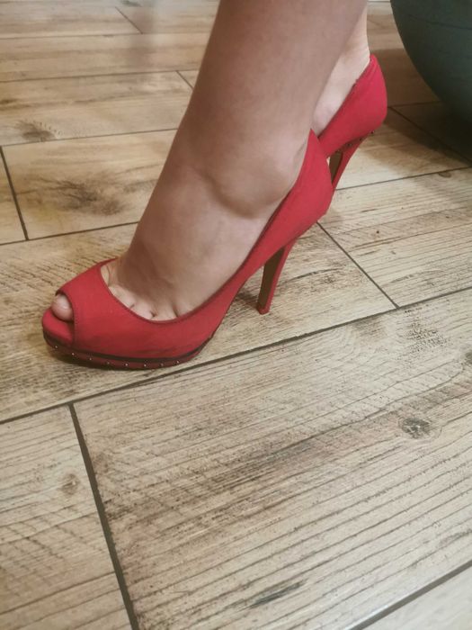 Buty szpilki sandały Vintage r38 czerwone Berashka