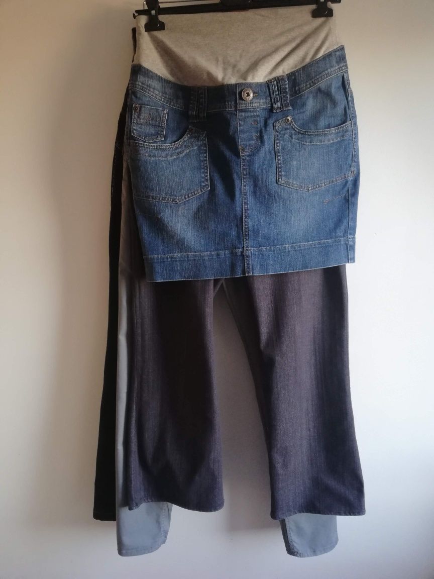 Zestaw ubrań ciążowych H&M, C&A (3xspodnie + spódnica)
