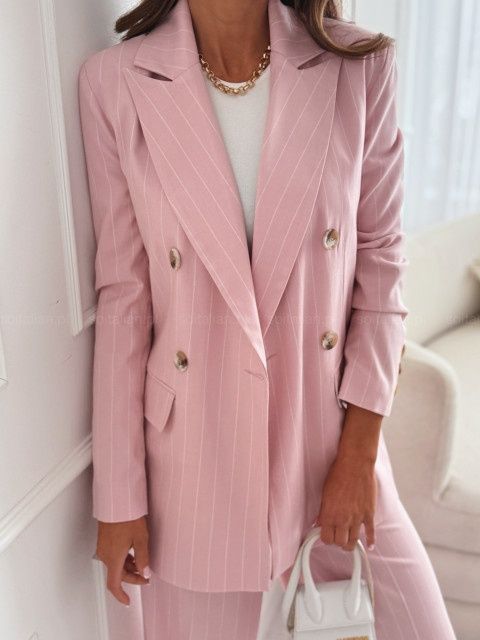 Garnitur pudrowy róż w białe paski EDAN S/36