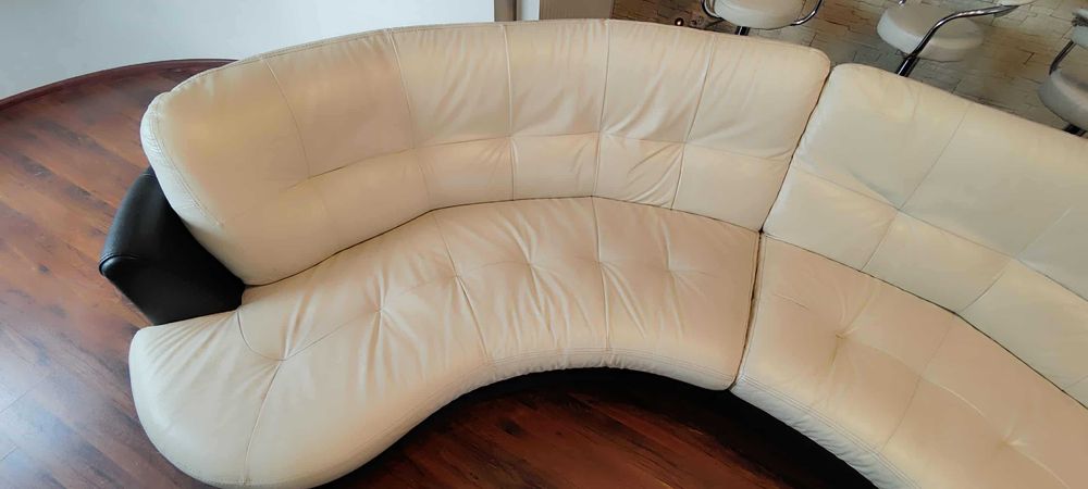 sofa bretania beżowa skóra lewostronna