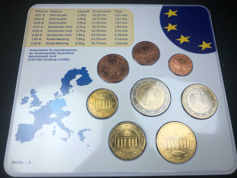 Set Anual Euros Alemanha 2004 UNC Letra A - Berlim com Blister