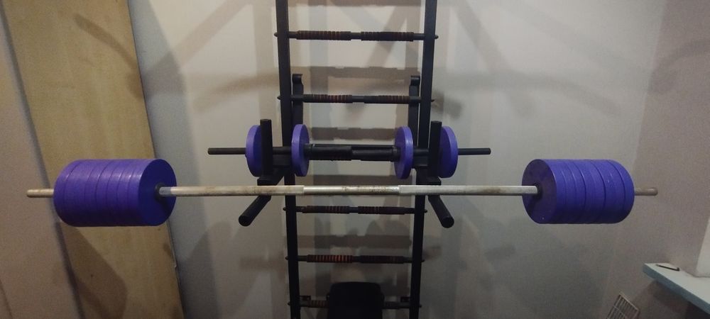 Шведська стінка з лавкою, брусами і штангою